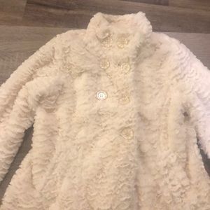 Soft fluffy off white Me Jane Kids Girls Jacket